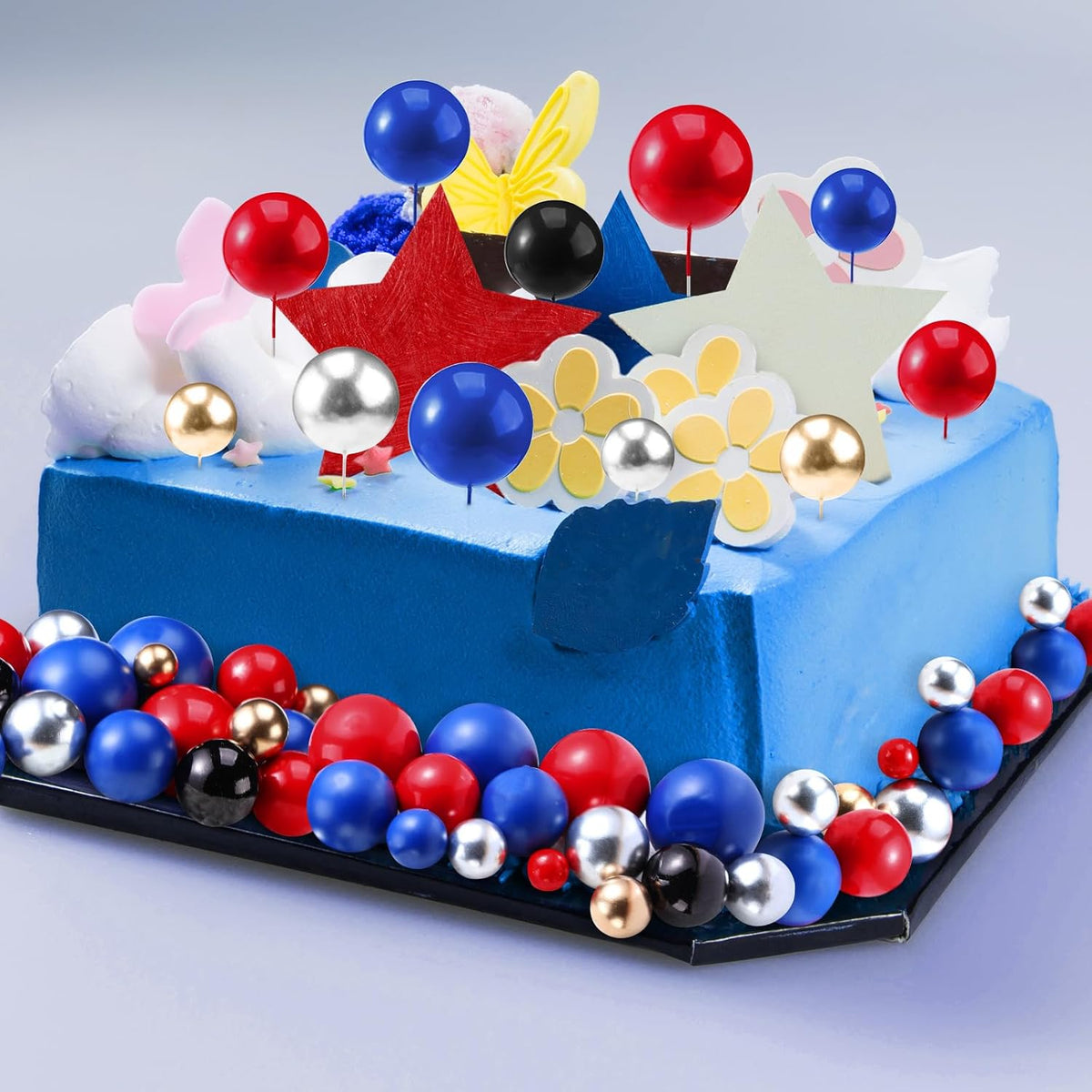 108 Pcs Balls Cake Topper DIY Cupcake Insert Foam Balloons for Cake Baking Wedding Anniversary