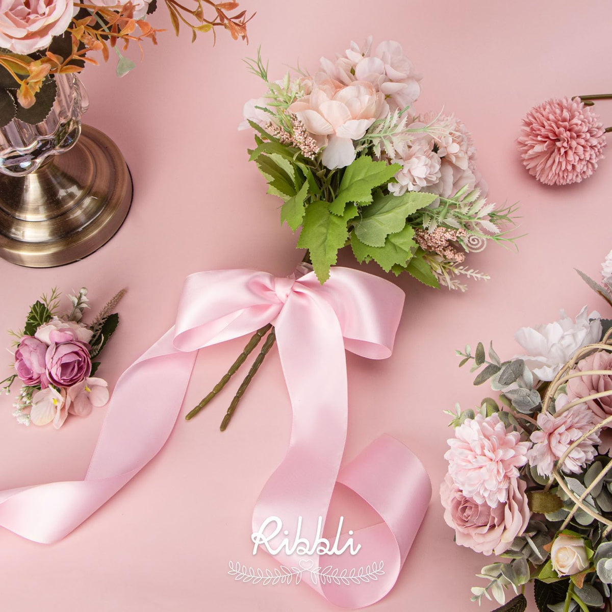 Ribbli Light Pink Double Faced Satin Ribbon, 2” x Continuous 10 Yards,Use for Bows Bouquet,Gift
