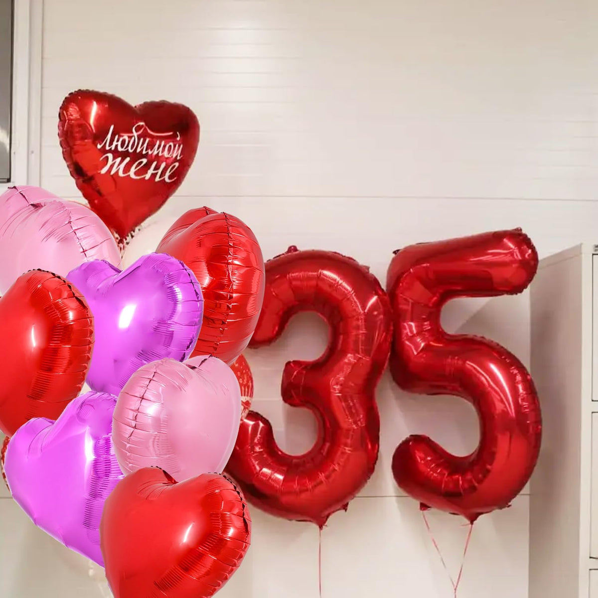 TONIFUL 30Pcs 18 Inch Heart Balloons Valentine’s Day Red Pink Hot Pink Heart Shape Foil Mylar
