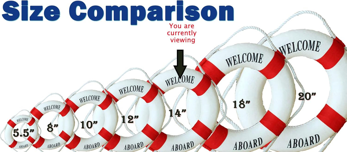 MorroMorn Lifebuoy Wall Hanging Decor - Welcome Aboard Mediterranean Style Home Decoration (Red