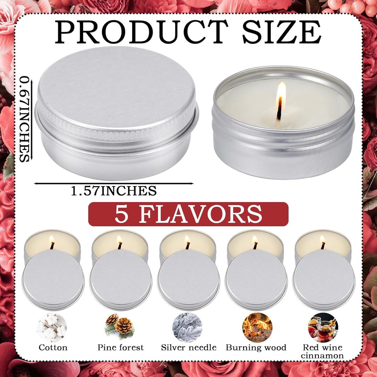 MTLEE 50 Pcs Wedding Scented Candles Gift Travel Tin Candle Aromatherapy Candle for Christmas