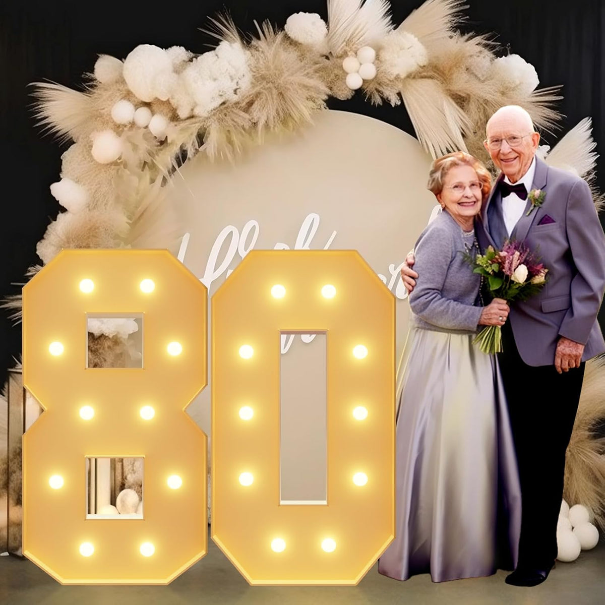 imprsv 4FT Light Up Numbers, Marquee Numbers 60th Birthday Decorations for Women Men, 60th Birthday