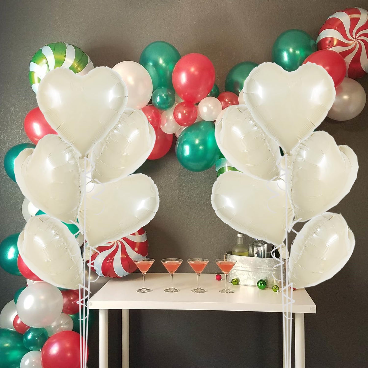 TONIFUL 30Pcs 18 Inch Cream White Heart Balloons Cream White Heart Shape Foil Mylar Balloons