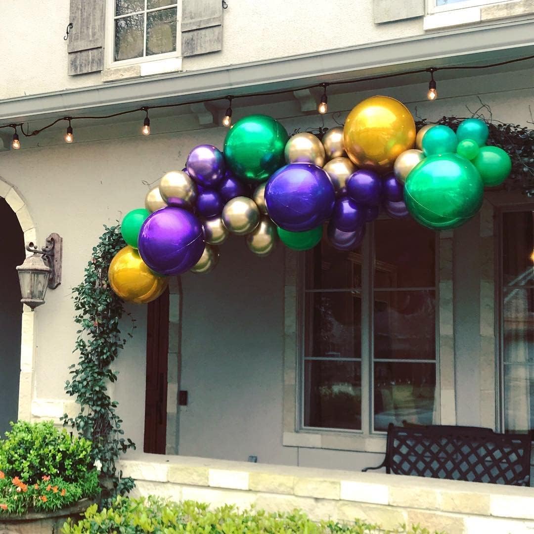 6 Pack 22 Inch 4D Purple Balloons Big Round Foil Balloons Purple Metallic Balloons for Wedding