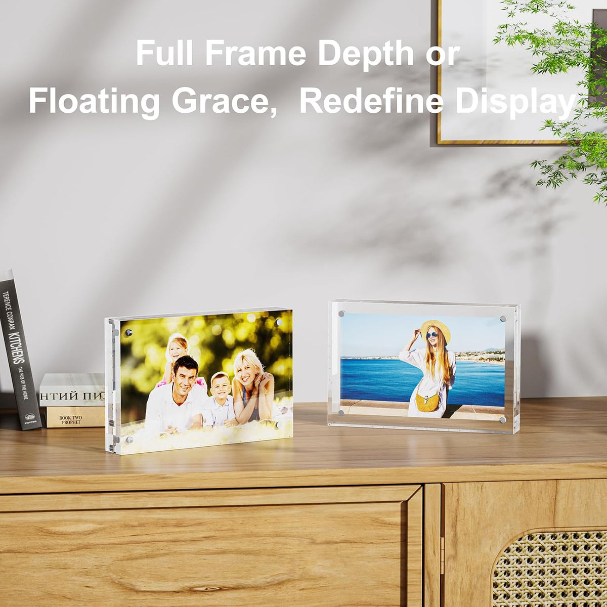 2 Pack 5x7 Acrylic Picture Frames - 20% Thicker Double Sided Magnetic Frame with UV Protection