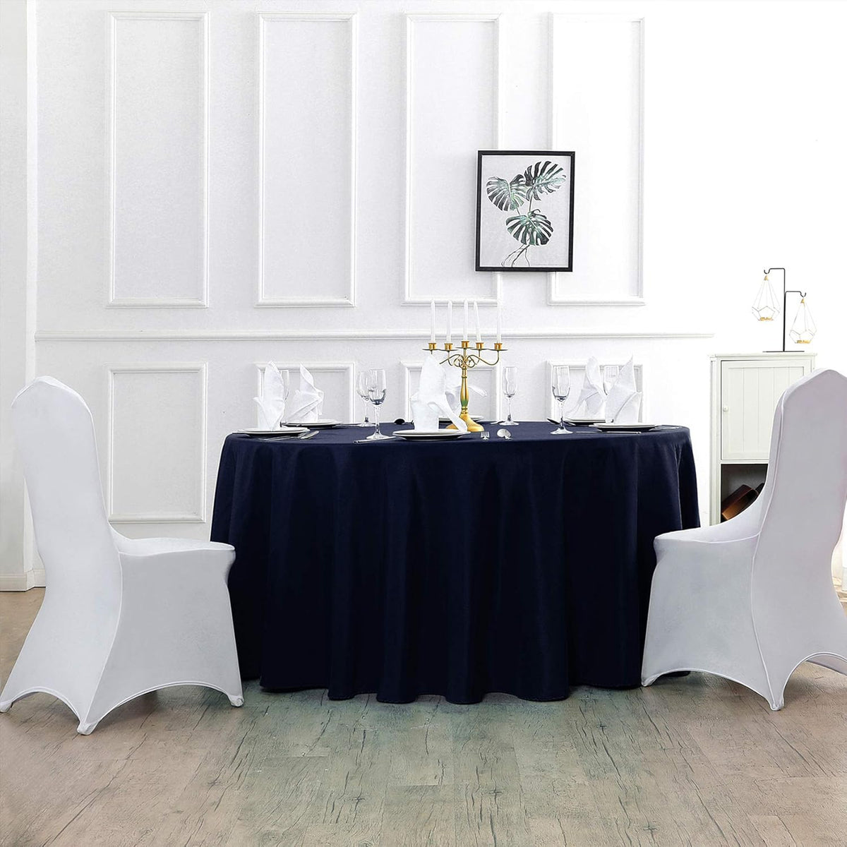 132 inch Round Tablecloth Washable Polyester Table Cloth Decorative Table Cover for Wedding Party