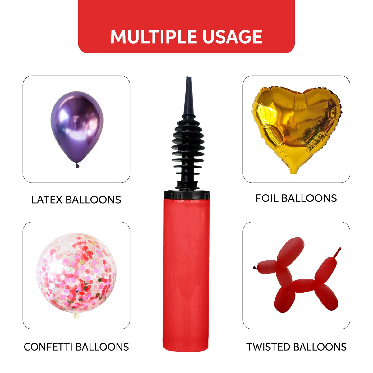 RMTech Balloon Pump, Inflator for Balloons, Toy Blower, Foil and Confetti Professional Pumper, Dual