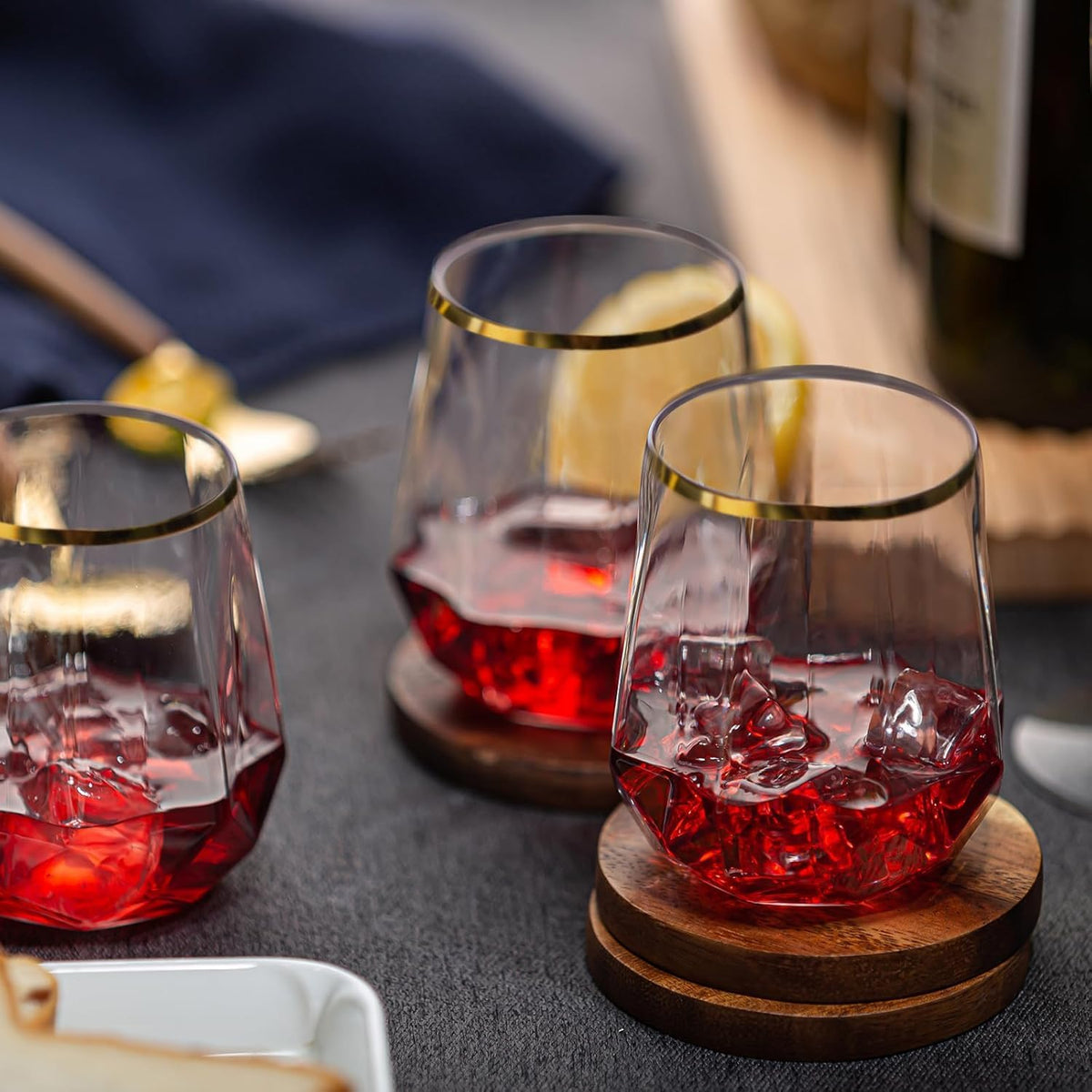 40 count Diamond Unbreakable Stemless Plastic Wine Champagne Whiskey Glasses Elegant Durable
