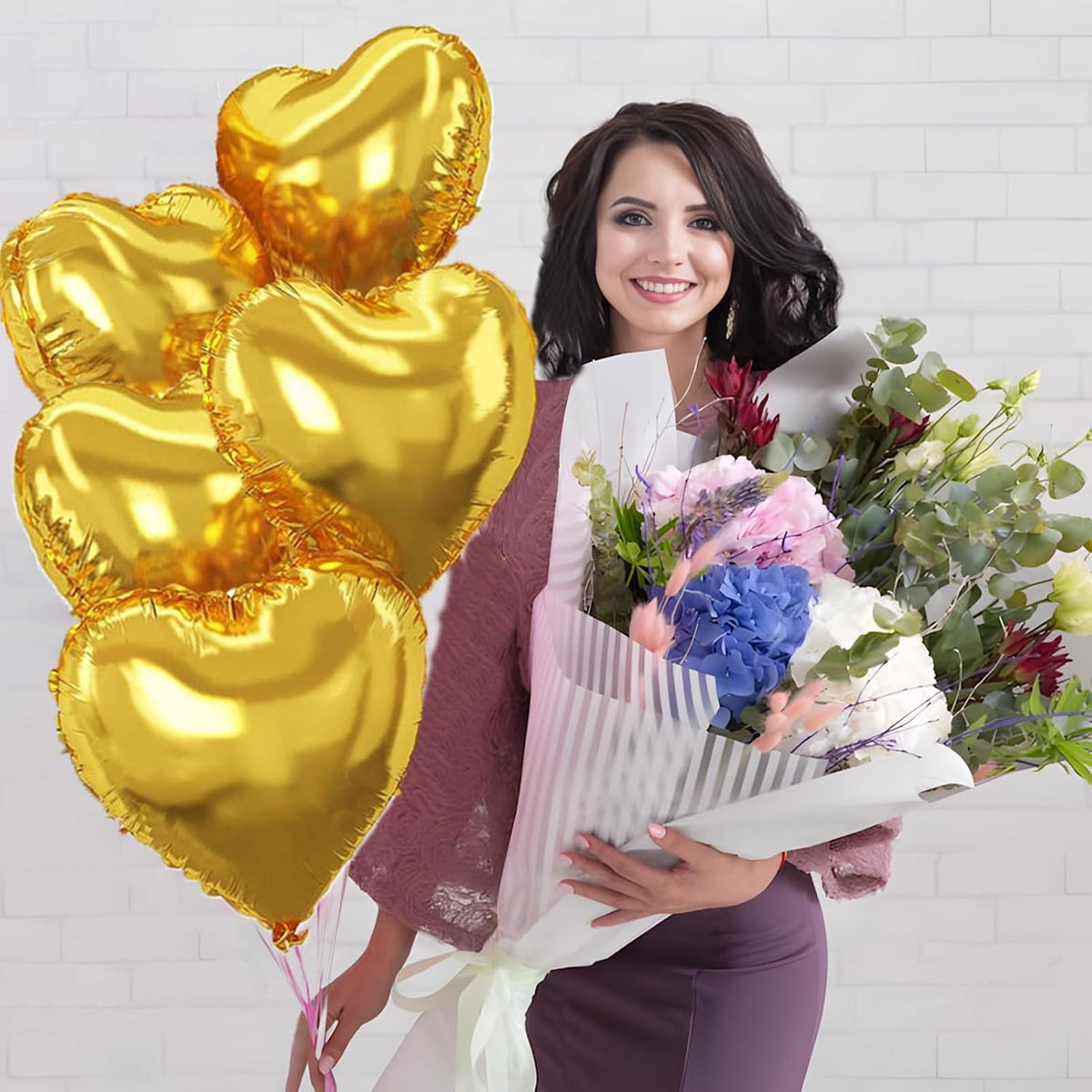Gold Heart Balloons,18inch Bright Gold Heart Shaped Foil Balloons 12Pcs Helium Mylar Balloon for