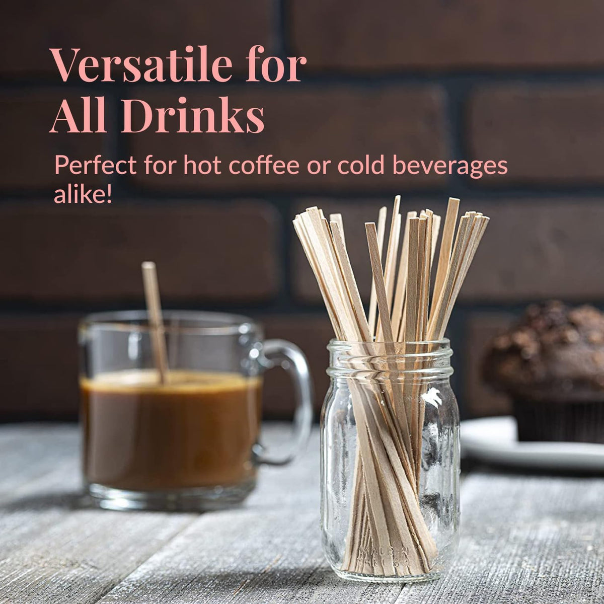 1000 Wooden Coffee Stirrer by Prestee - Disposable 5.5 inches Long Wooden Stir Sticks for Coffee