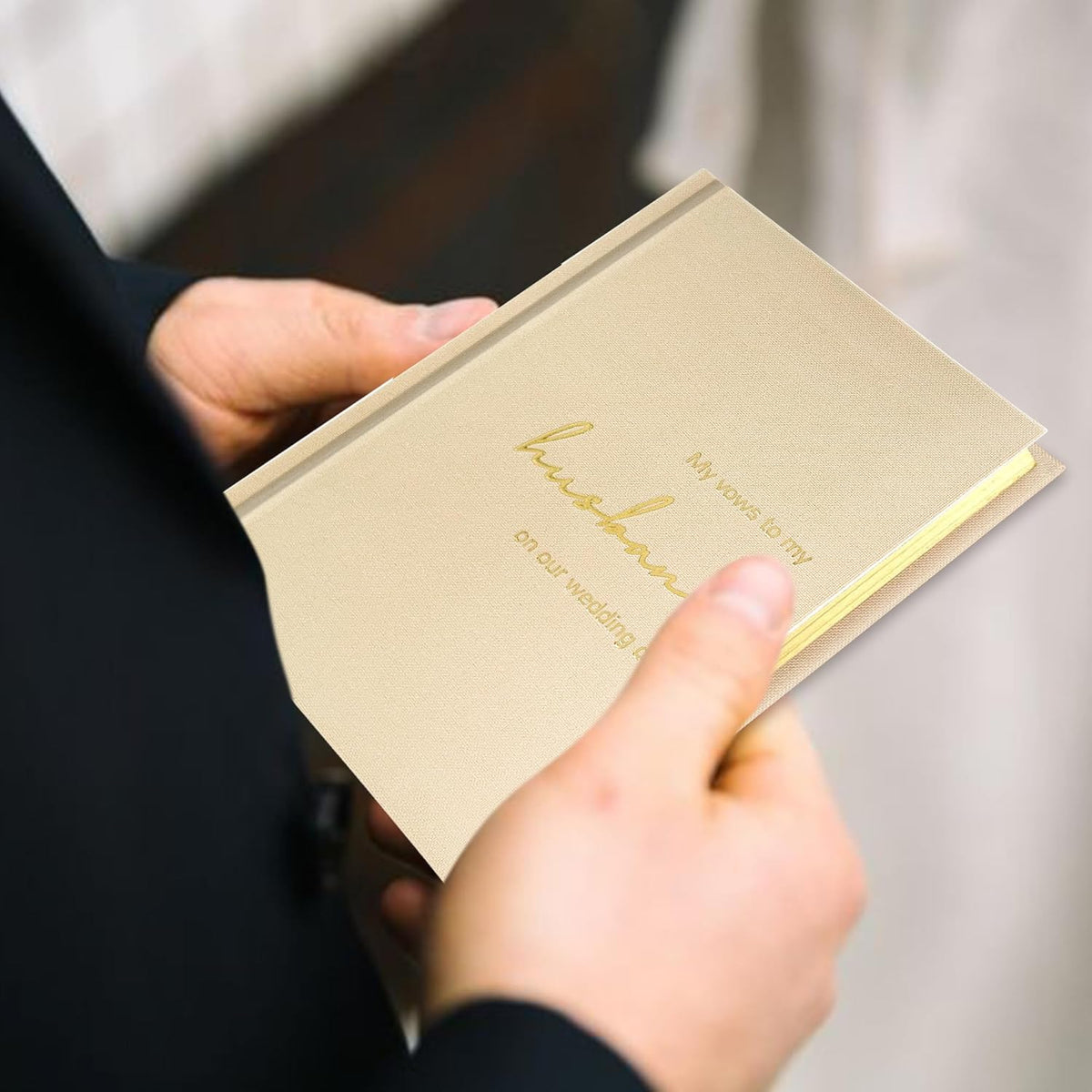 Vow Books His and Hers Set of 2 Canvas Linen Wedding Vow Books Husband and Wife Hard Cover Vow