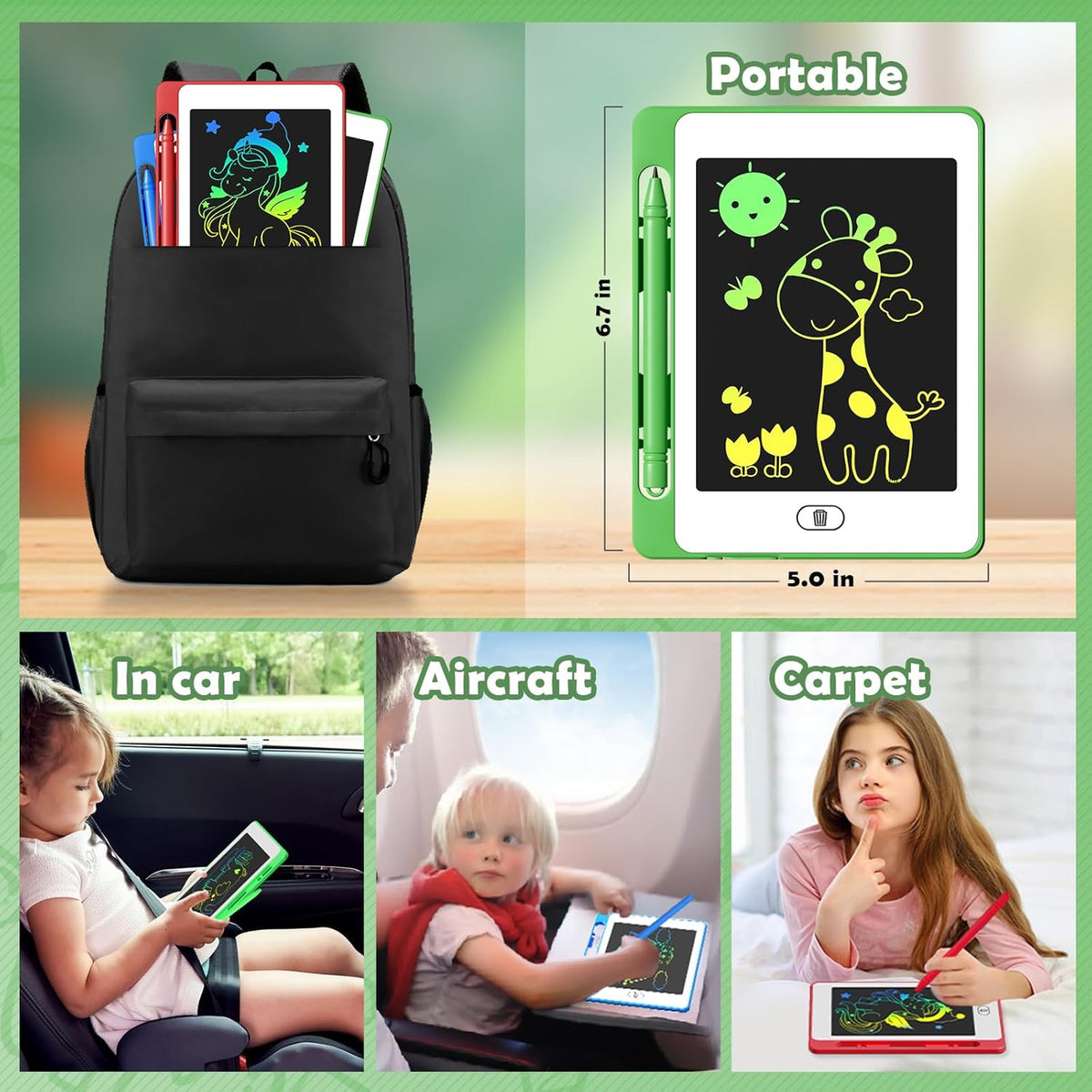 3 Pack LCD Writing Tablet for Kids, 6.5 Inch Colorful Doodle Board Drawing Tablet, Erasable