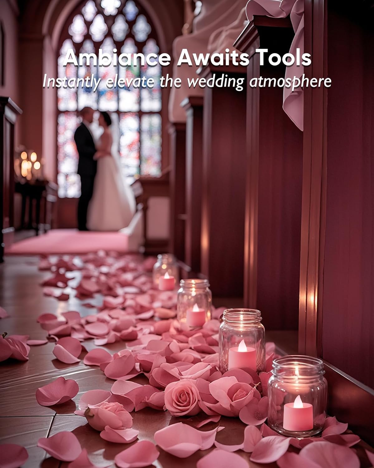 Amagic 24 Pack Pink LED Tea Lights, Flameless Votive Candles, Electric Fake Colored Candles