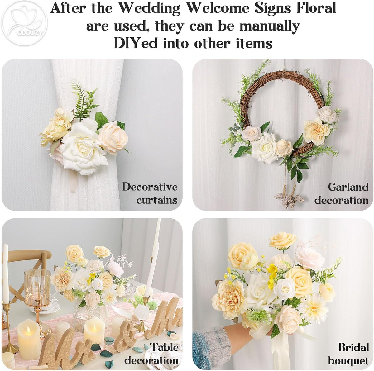 Wedding Arch Flowers Kit,Artificial Flower Arch Decor,2pcs Artificial Flower Arrangement for