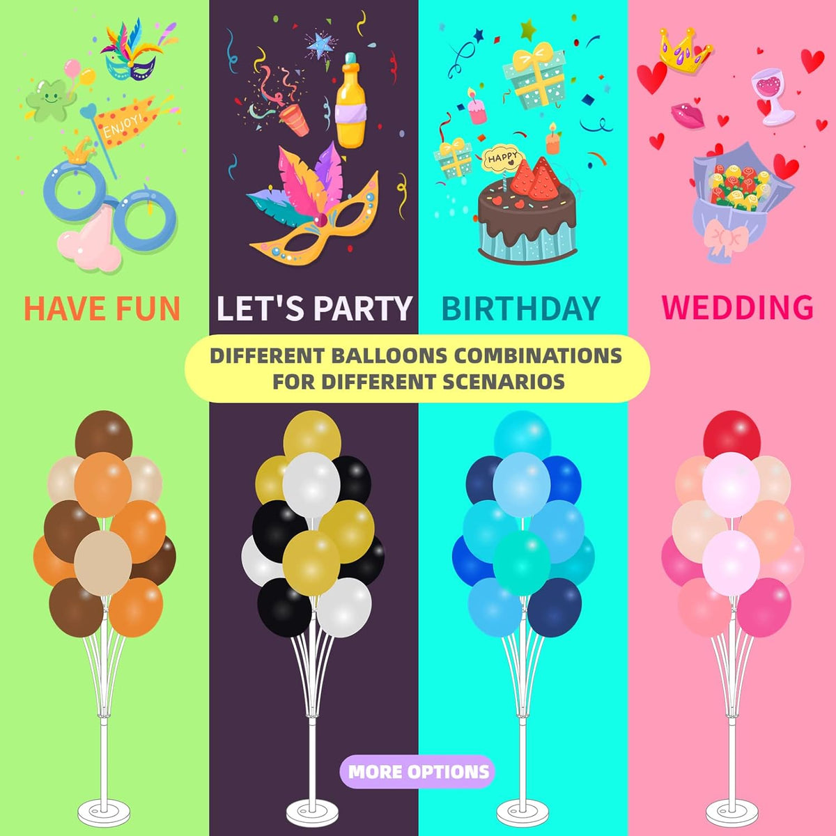 Balloon Column Stand Kit Set of 2 - Balloon Tower with Stand, Base, and Pole,Backdrop Decoration