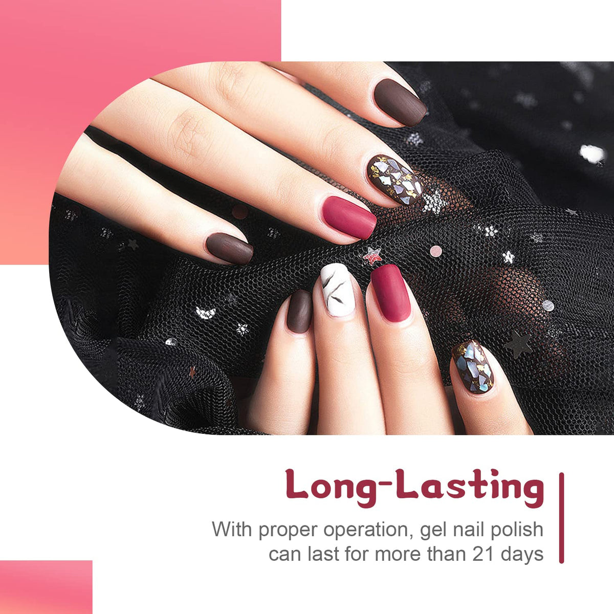 JODSONE Gel Nail Polish Starter Set Ribbon Glitter Summer Light Winter Dark Glossy 36-Piece