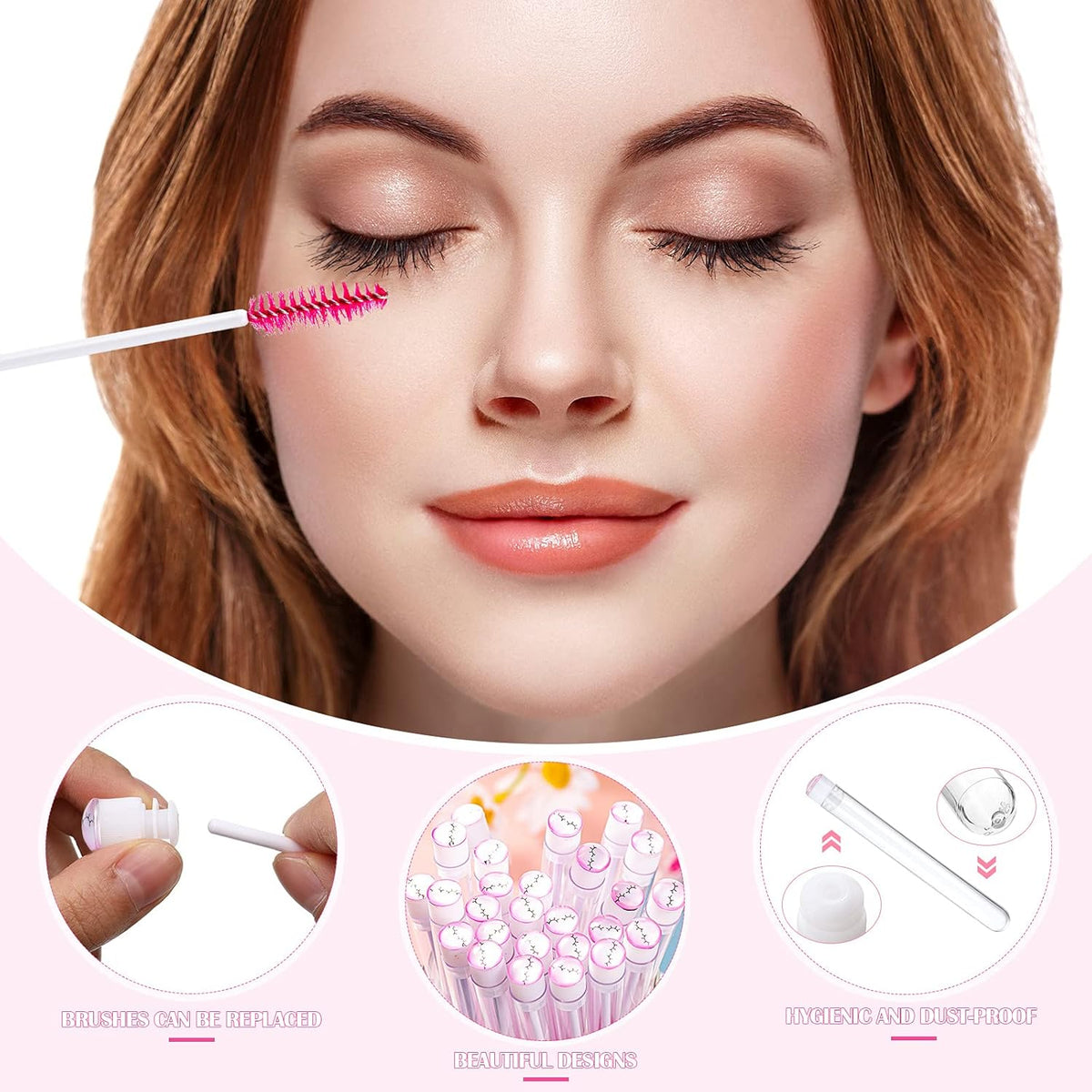80 Pieces Disposable Mascara Brushes Tubes Set, 40 Pieces Empty Mascara Wand Tube with 40 Pieces
