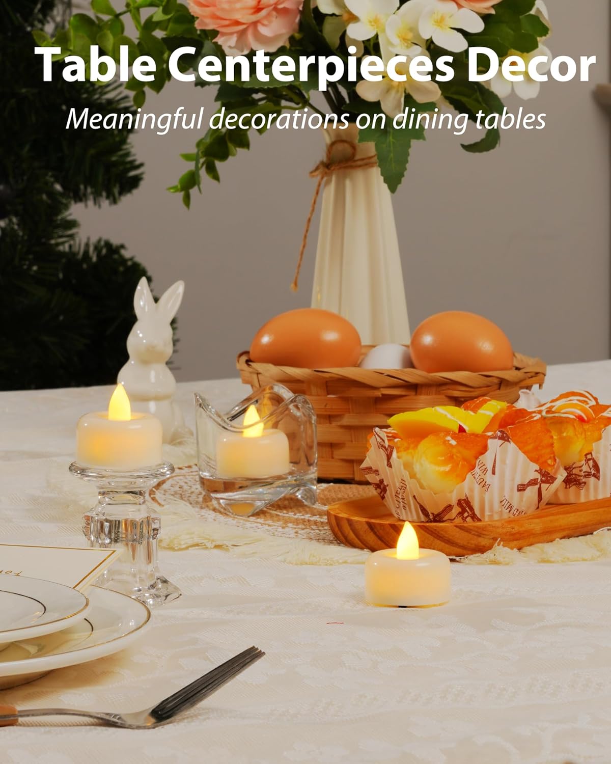 Amagic 50Pack Flameless LED Tea Lights Candles Battery Operated, Electric Fake Tealight Candles for