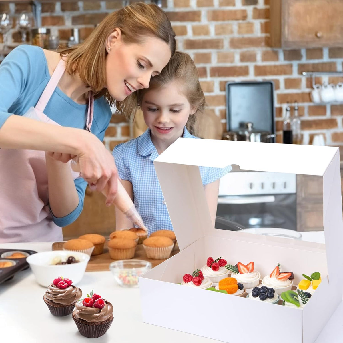 VGOODALL 12 Count Cupcake Boxes, 6PCS Cupcake Container with Window Boxes Holding 72 Pastry Box for