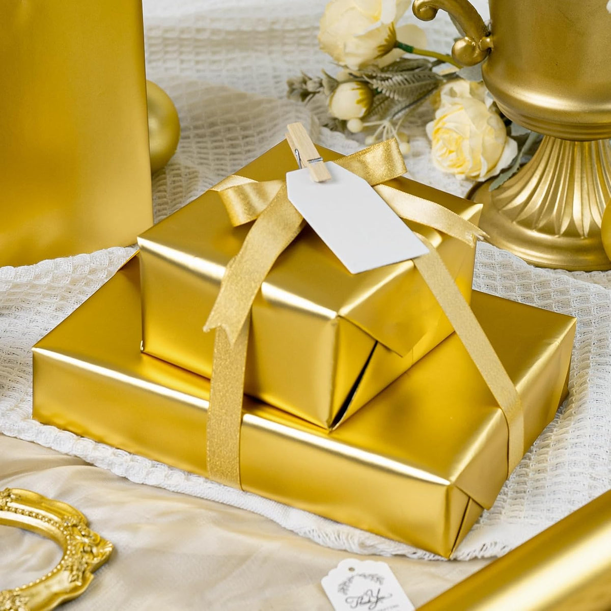 Garbendy Gift Wrapping Paper Roll-Solid Color Pearly-Lustre Paper,Perfect for Wedding, Valentine's