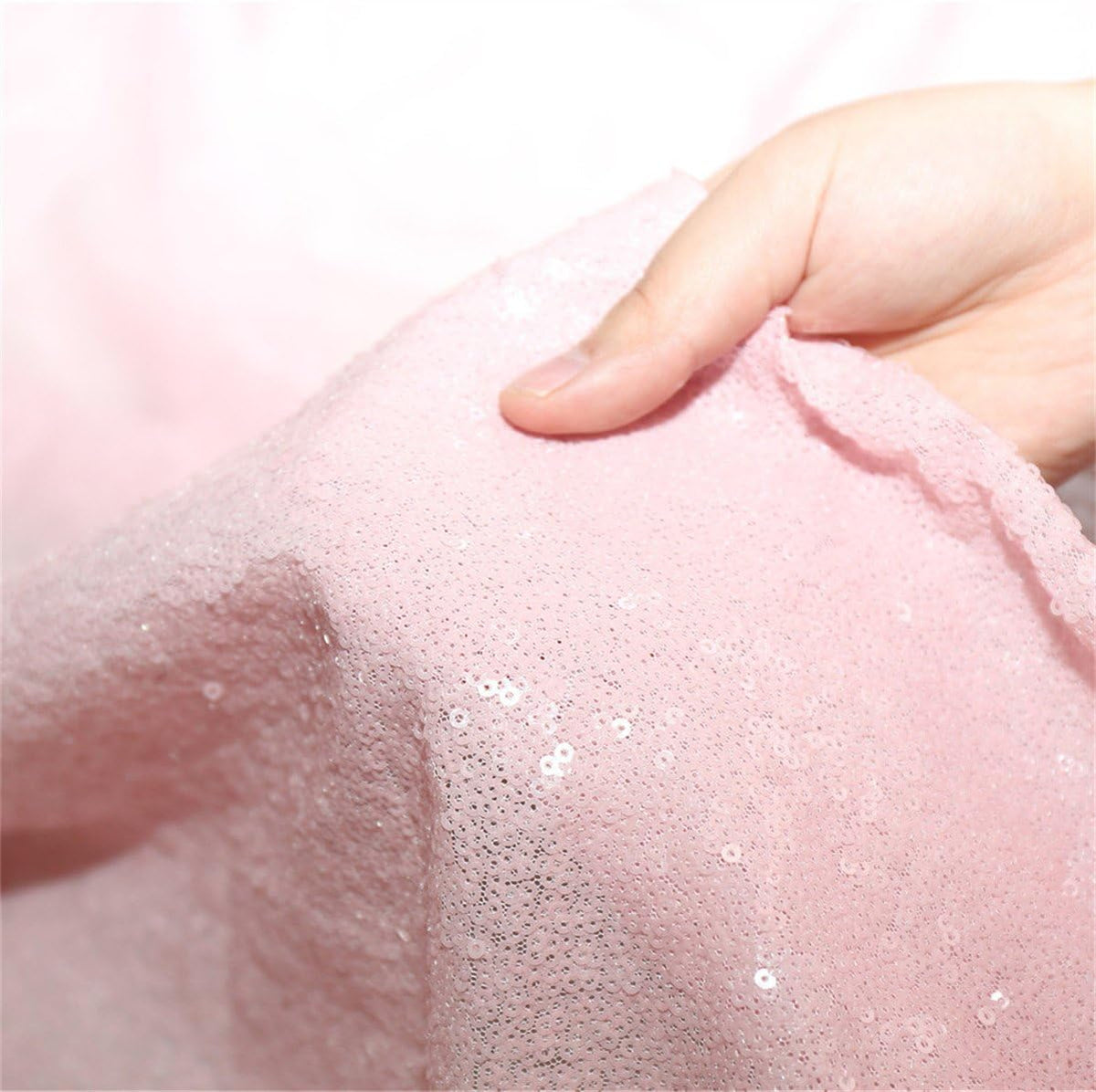 Eternal Beauty Pink Sequin Backdrop, 7x7 Ft Glitter Background Curtains for Shimmer Photography