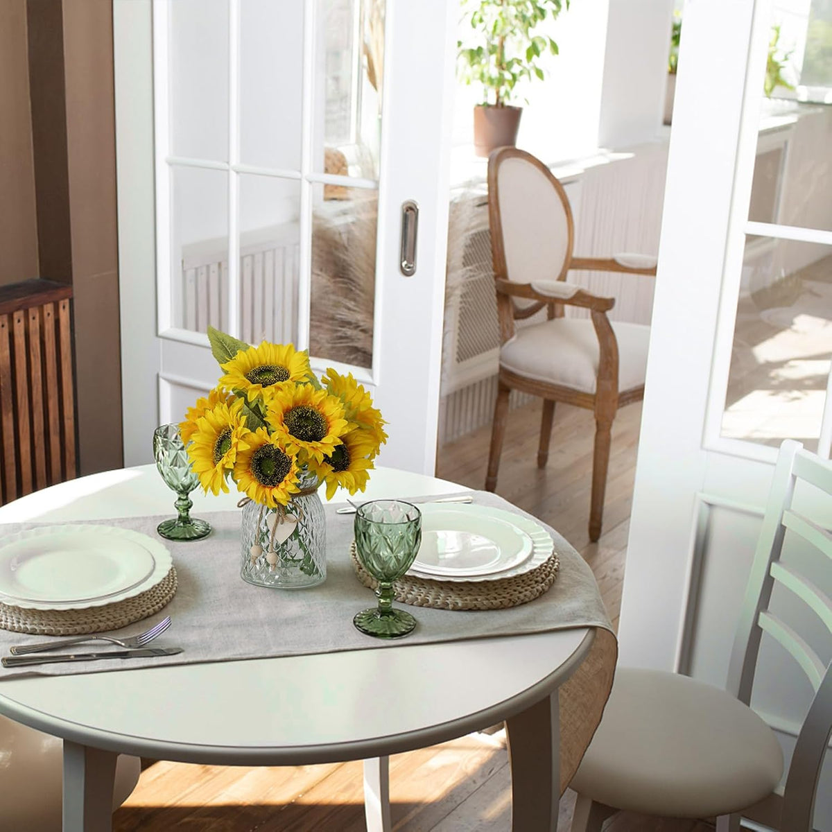 Artificial Sunflowers Flowers with Vase,Fake Flowers Bouquet for Sunflower Decor,Sunflower Kitchen