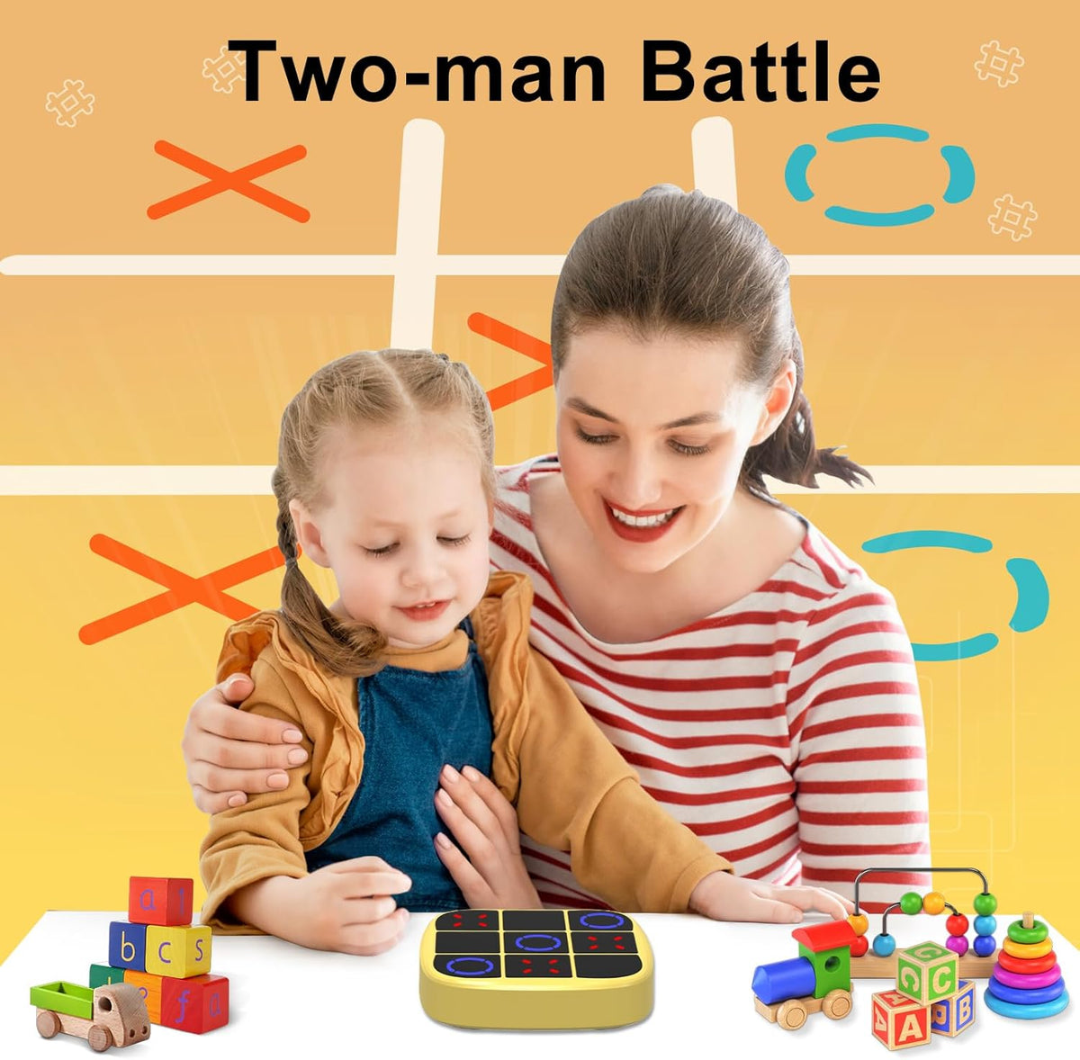 Tic-Tac-Toe Bolt Game, 4-in-1 Handheld Puzzle Games Console, Electronic Tic-Tac-Toe Game for
