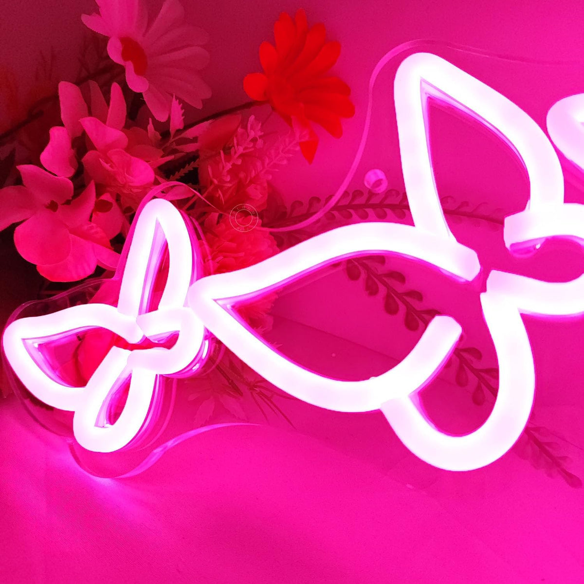 SYLHOME Pink Butterfly Led Neon Light Sign Girls Bedroom Kids Room Beauty Studio Living Room