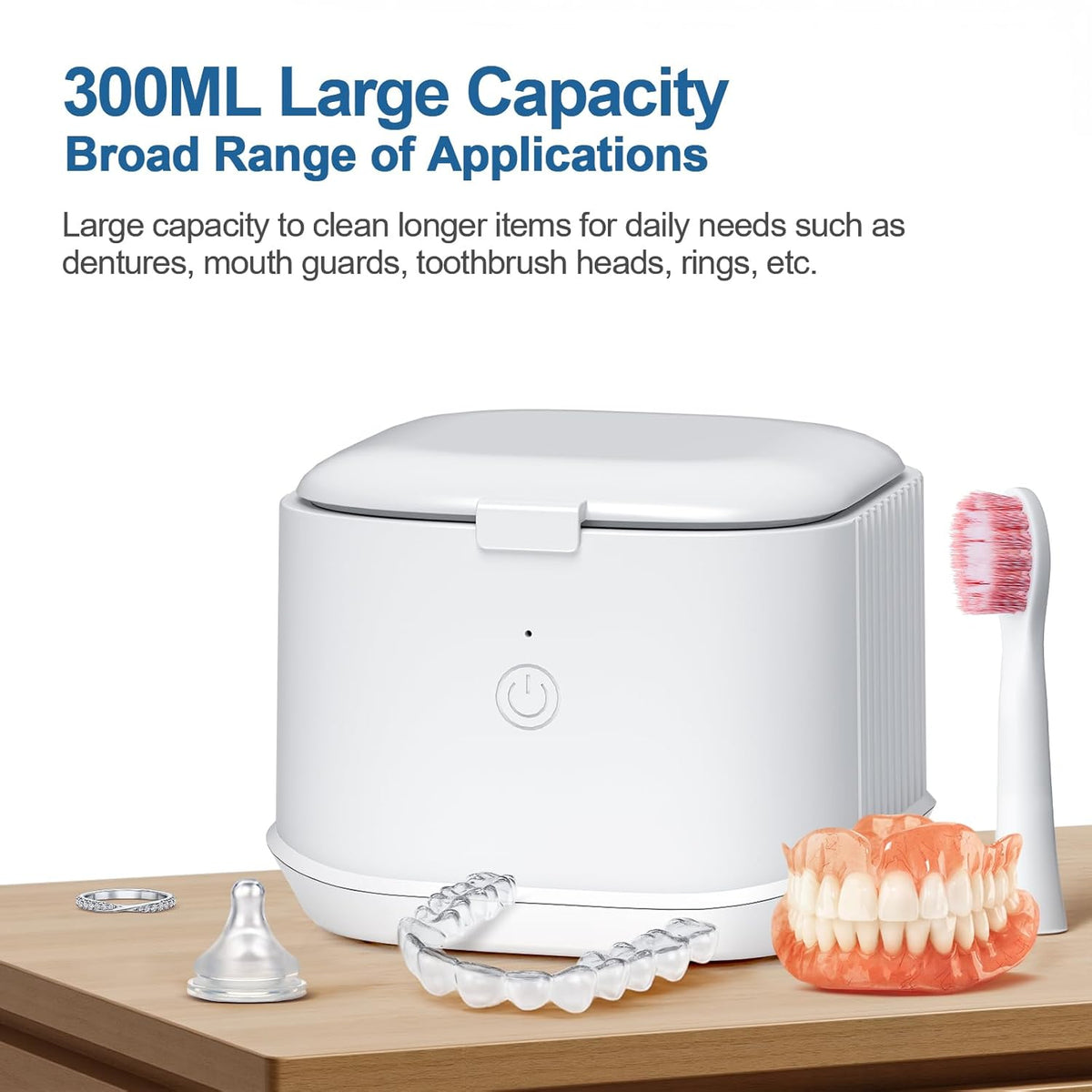 Ultrasonic Retainer Cleaner,50kHz Ultrasonic Denture Cleaner Machine for Aligner, Night guard
