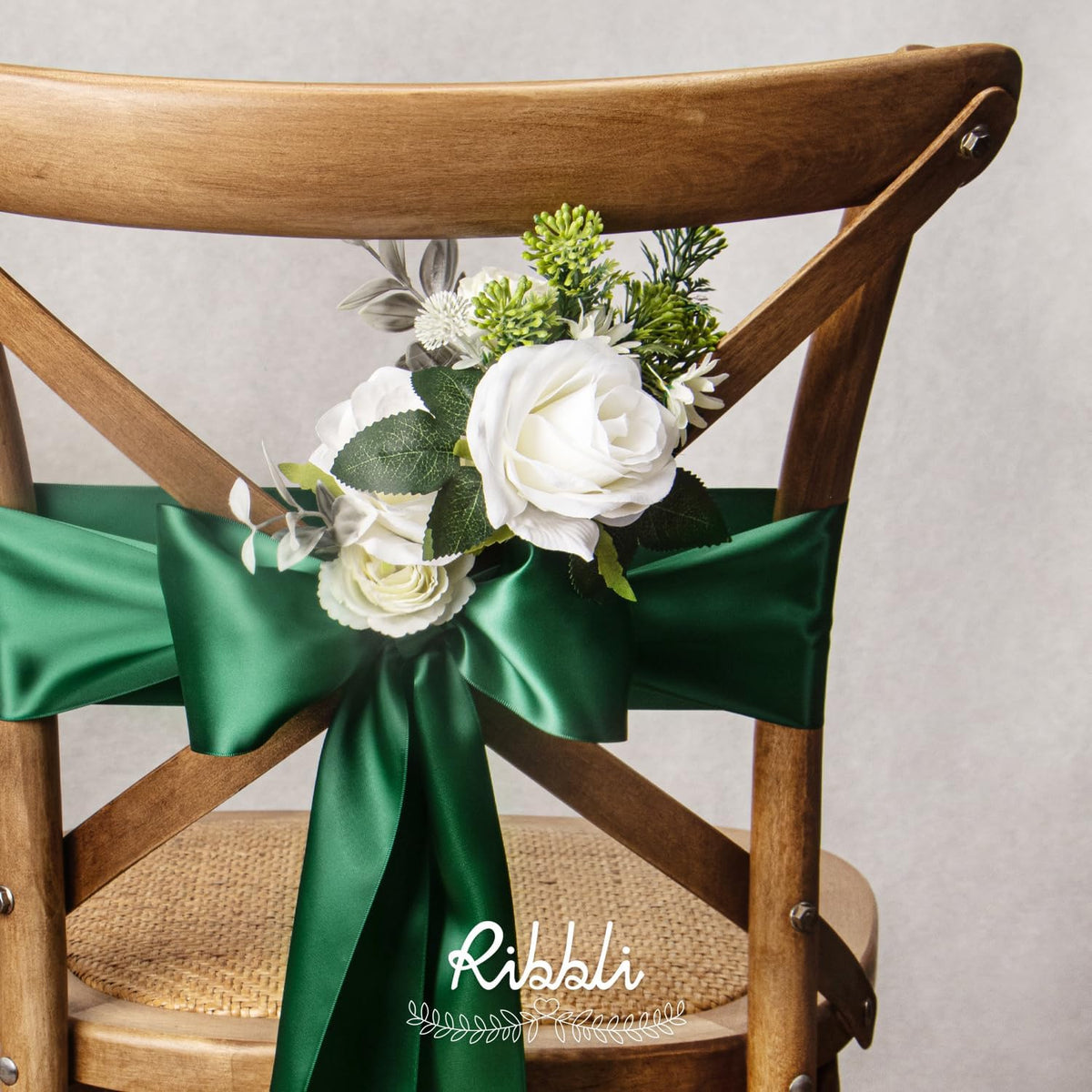 Ribbli Forest Green Satin Ribbon 4 Inch Wide Dark Green Ribbon for Wedding Chair Sash Grand Opening