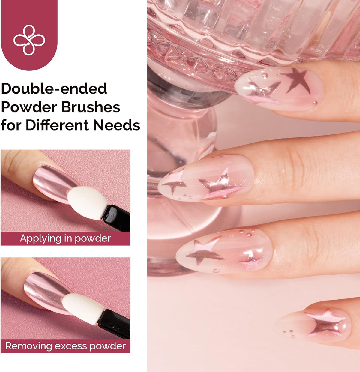 MelodySusie 9Pcs Chrome Nail Powder for Gel Nails,Metallic Mirror Effect Pigment Stylish and