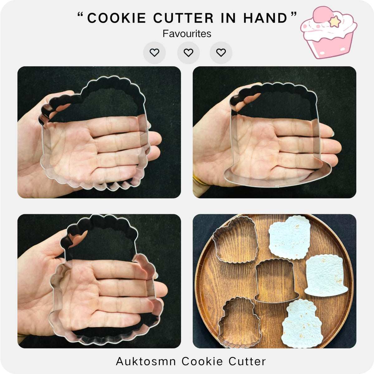 Vintage Cake Cookie Cutters Set - 3-Piece - 3.7 Inch - Stainless Steel - Dishwasher Safe - Perfect