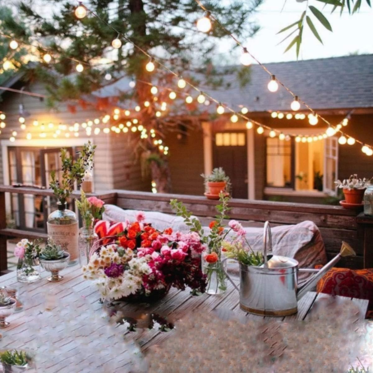 SUNSGNE 50ft Outdoor Globe String Lights G40 Patio String Lights with 53 Bulbs Connectable