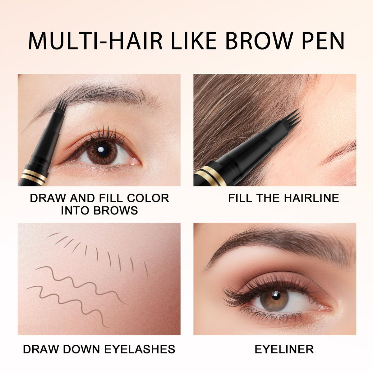 Eyebrow Pen,2-in-1 Waterproof Eyebrow Pencil with 4 Tip Microblading Brow Pen and Ultra-Precise
