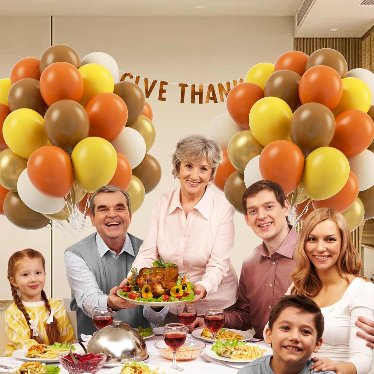 60pcs Fall Balloons Thanksgiving Balloons 12inch with Burnt Orange Brown Mustard Yellow Sand White