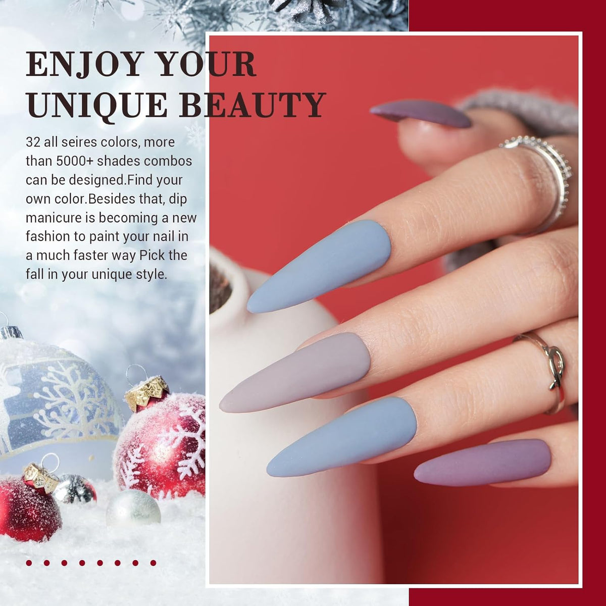 AZUREBEAUTY Dip Powder Nail Kit 32 Colors, Fall Winter Color Series Nail Dipping Powder Starter Kit