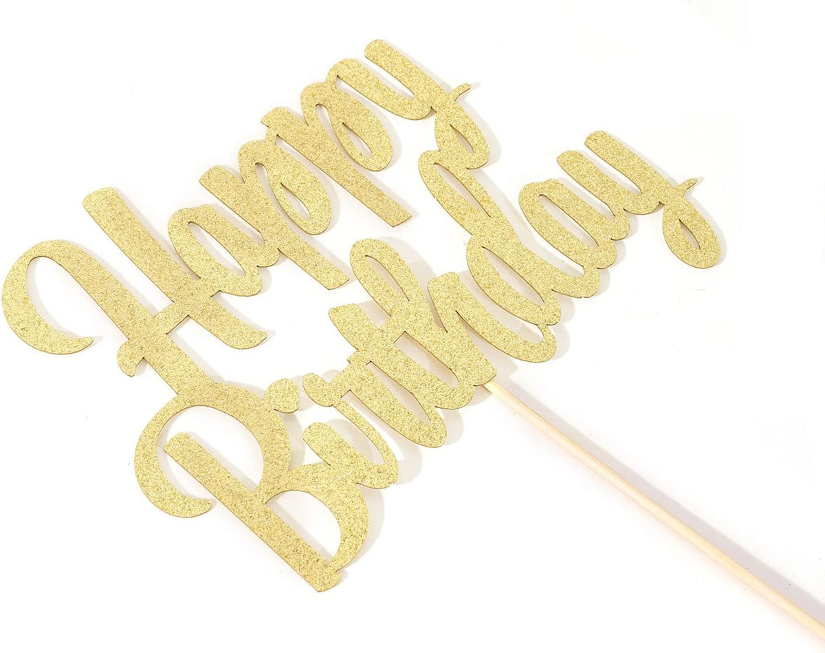 Happy Birthday cake topper - 1/10/13/15/16th gold cake topper, 1st/21st birthday party cake Happy