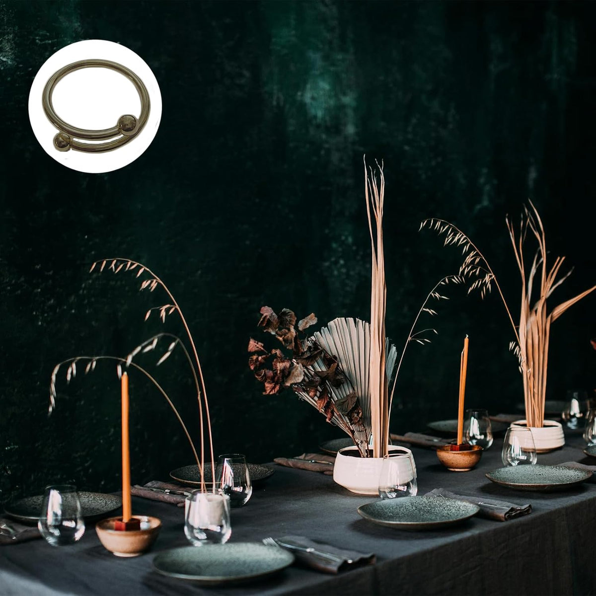8 Pcs Black Napkin Rings - Round Napkin Ring,Stainless Steel Napkin Rings,Metal Napkin Ring for