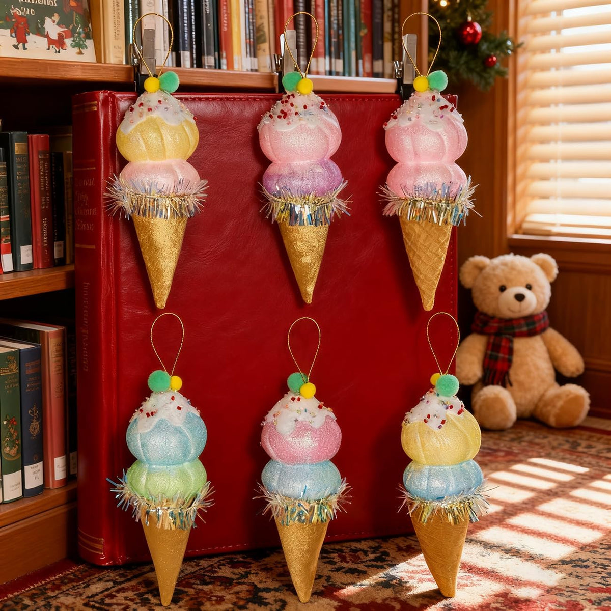LANGXUN 6pcs Ice Cream Candy Land 2025 Xmas Birthday Party Suppiles Decoration, Hanging Candy Cane