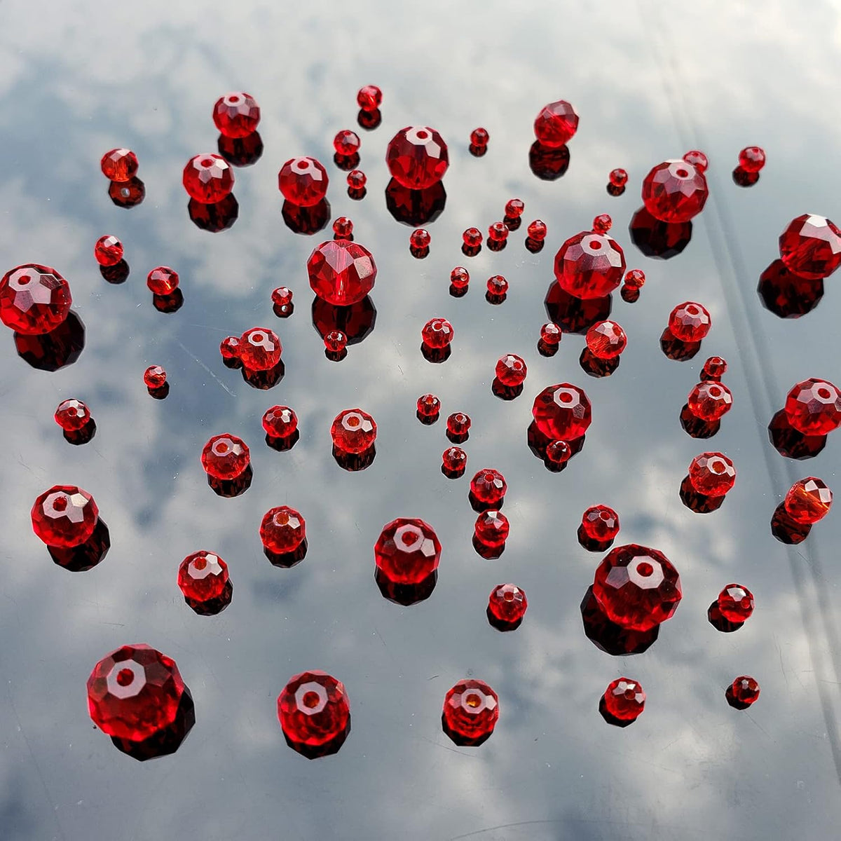2-10mm Briolette Rondelle 810pcs Red Crystal Glass Beads Faceted Shape Crystal Spacer Beads for