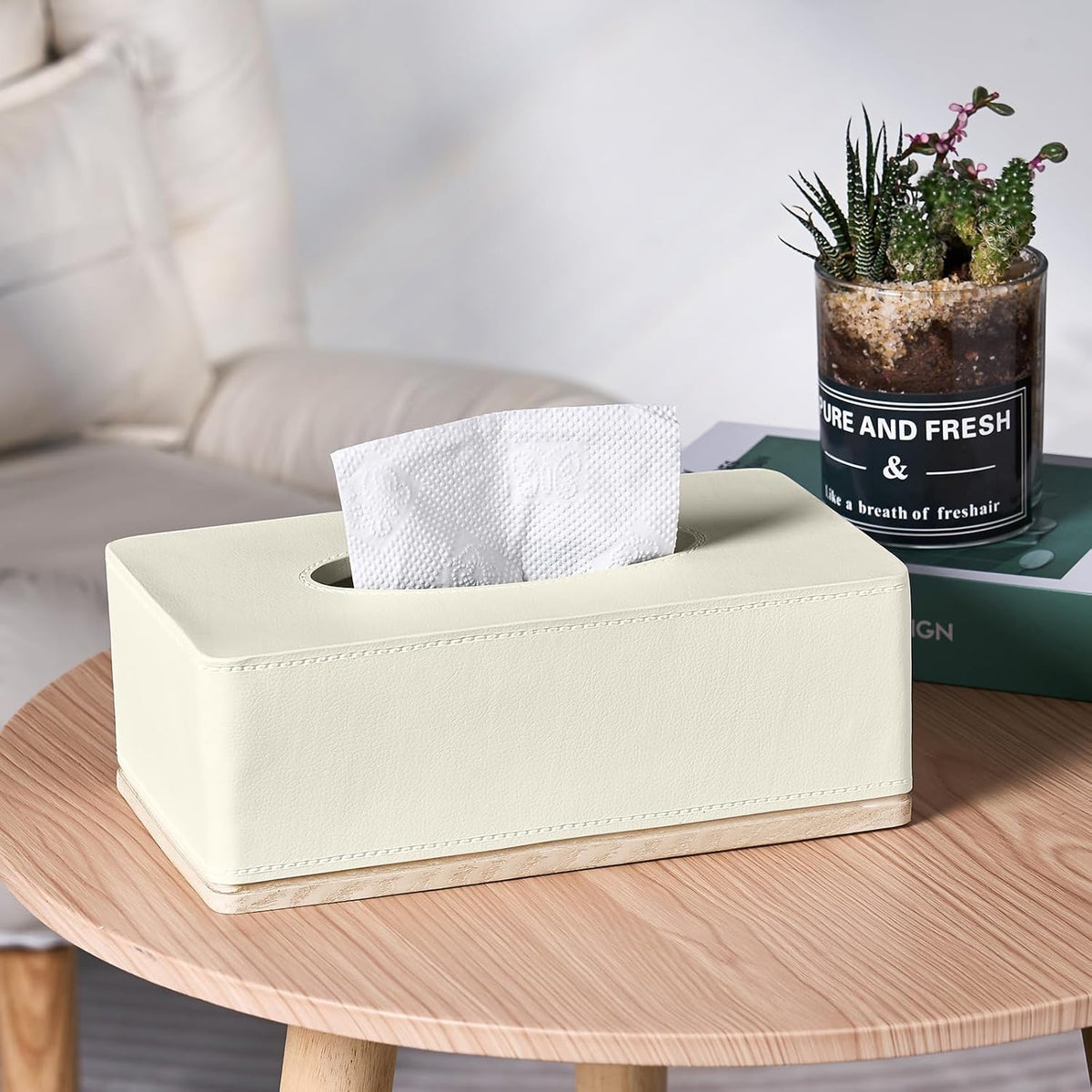 Rectangular Tissue Box Cover for Bathroom,Livingroom,Bedroom, Hand Carved Leather Resin Tissue Box