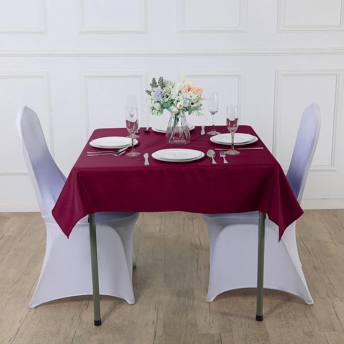 Cupuamon Square Tablecloth 90x90 inch Washable Polyester Fabric Table Cloth for Wedding Party