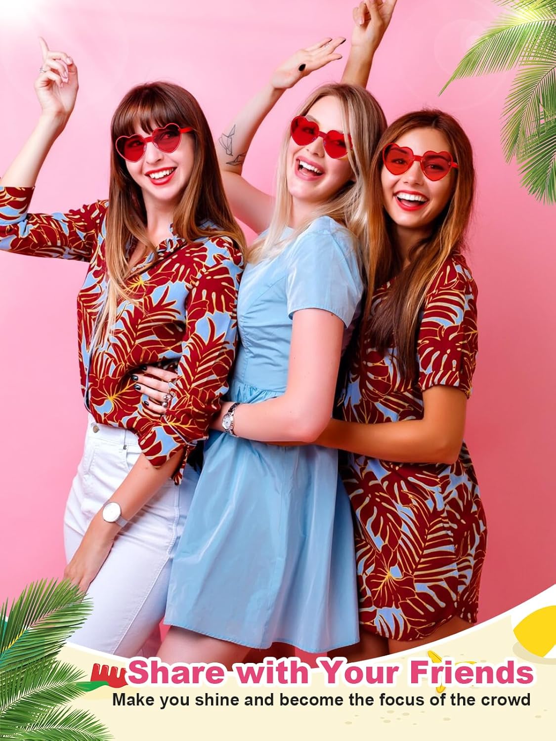 12 Pairs Heart Shaped Sunglasses for Women Colorful Glasses Fun Trendy Transparent Heart Sunglasses