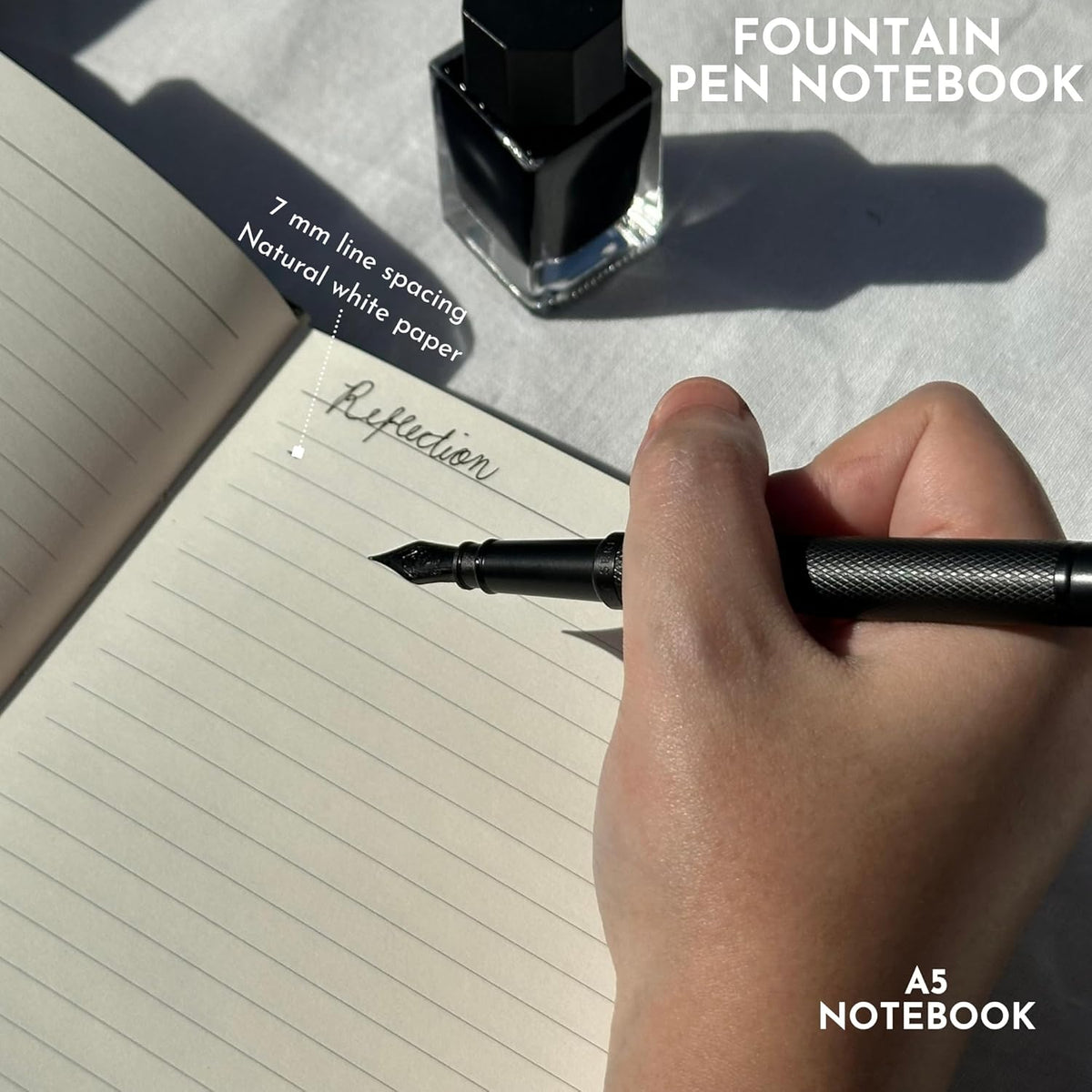SETTINI Journal Notebook for Writing, Vegan Leather Hardcover Notebook - Pen loop, Back Pockets &