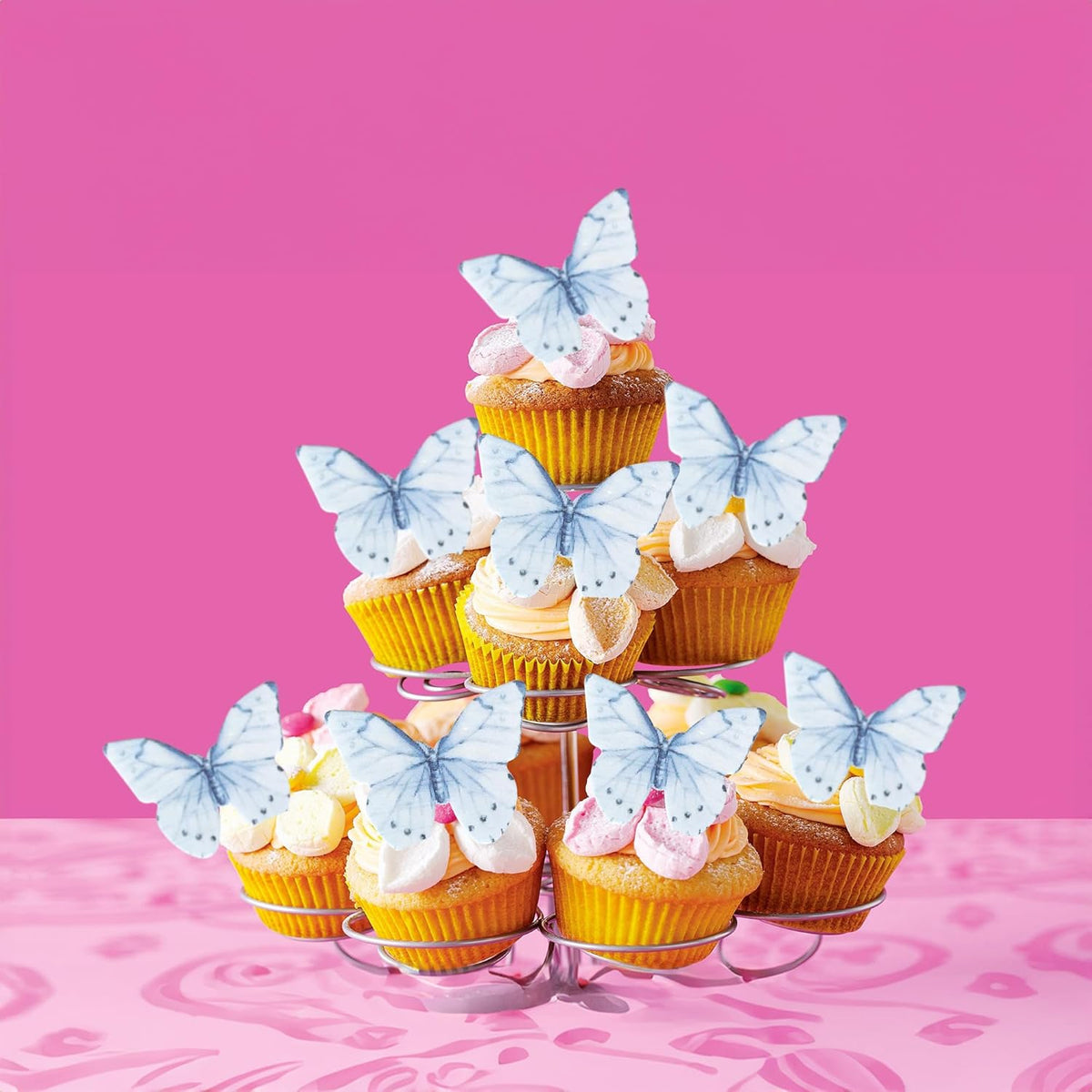 Ephlyn 48Pcs Edible Butterfly Cupcake Toppers Butterfly Cupcake Picks Edible Cupcake Decorations