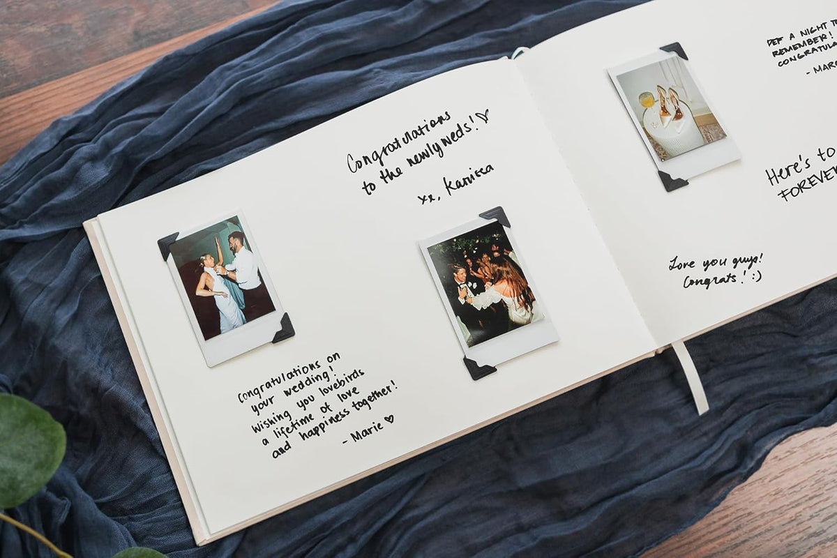 Personalized Guest Book - 11.5" x 8.5" Custom Bride & Groom Names with Bookmark and Hard Cover 140