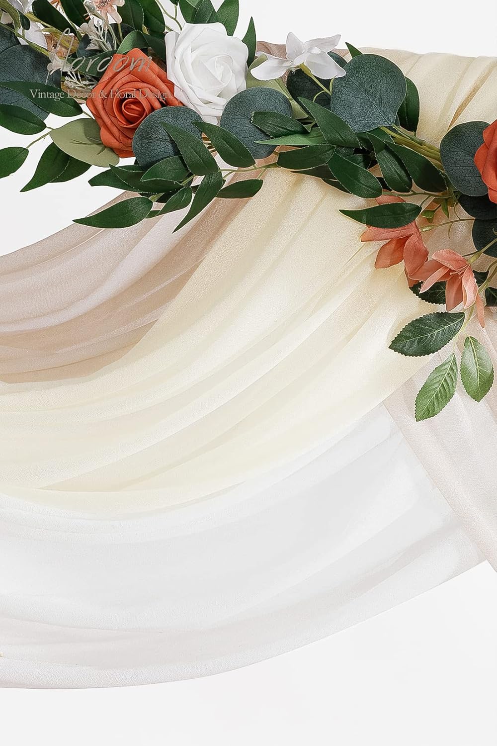Floroom Wedding Arch Draping Fabric 3 Panels 20Ft Chiffon Fabric Drapes Arbor Drapery Wedding