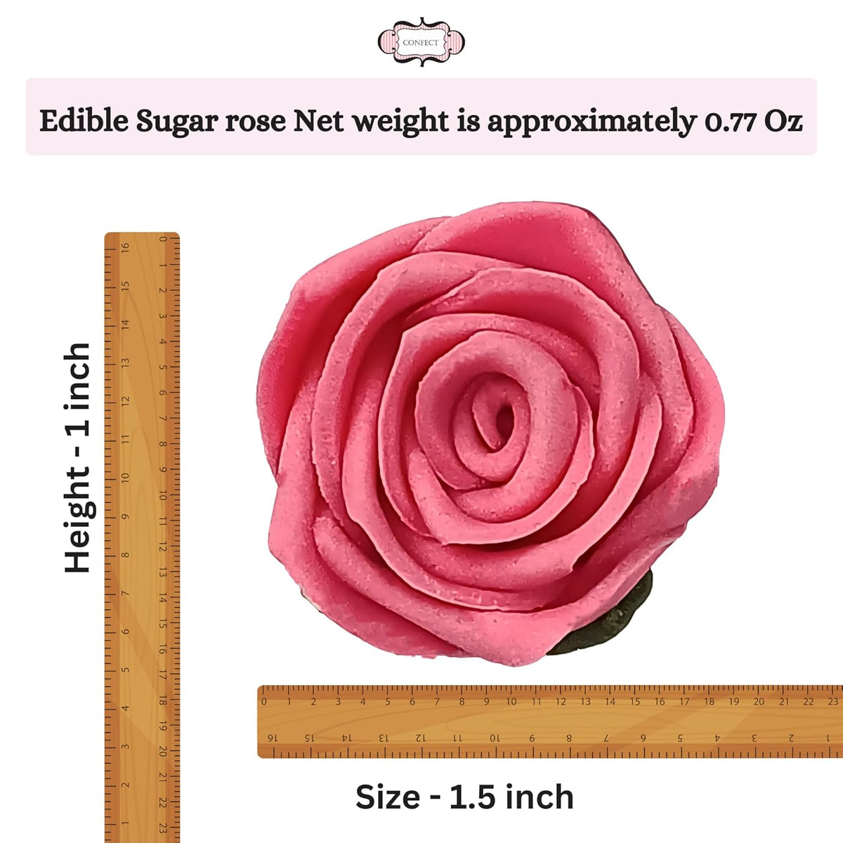 Confect Edible Pink Flamingo Rose Toppers – Edible Roses for Cake Decorating – Vibrant Floral