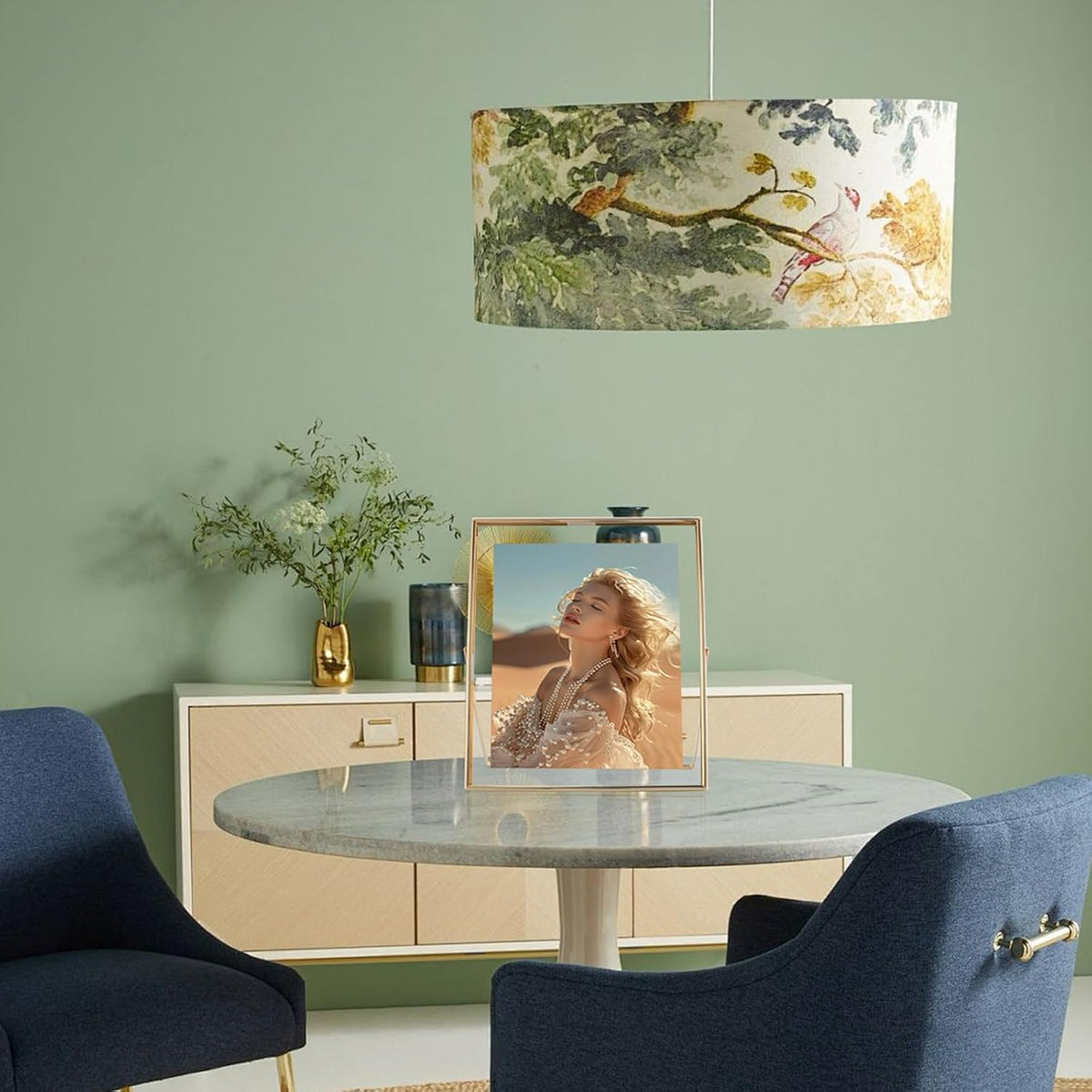 Gold Floating Frame, 10"x12", Vertical, For Picture 8.5x11, 8x10, 7x9, Tabletop Shelf Photo Frame