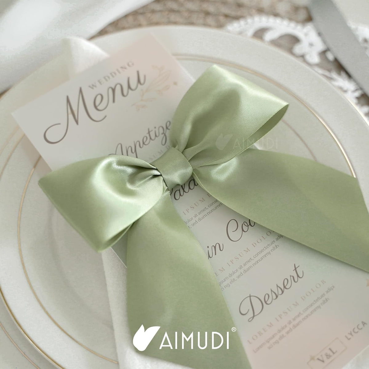 AIMUDI Sage Green Satin Bows 5.5" Bows for Gift Wrapping Satin Twist Tie Bows Premade Ribbon Bows
